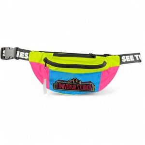 New Universal Studios Retro Neon Fanny Pack Waist Bag -Pink/Yellow/Blue NWT